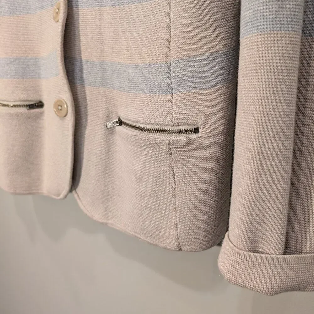 Talbots Sweater Blazer Beige Grey Business Casual Brunch Classic Layer - Size LP